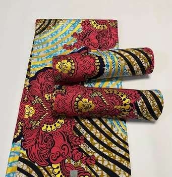 

2020 Most Popular 100% Cotton Guaranteed Veritable African Gold Powder Wax Fabric Ankara Real Wax 6Yards Print sewing Fabric