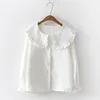 2020 Korean Spring Autumn Long Sleeve Ruffles Peter Pan Collar Women Blouse Shirts Tops Female School Uniform Girls White Shirt 3