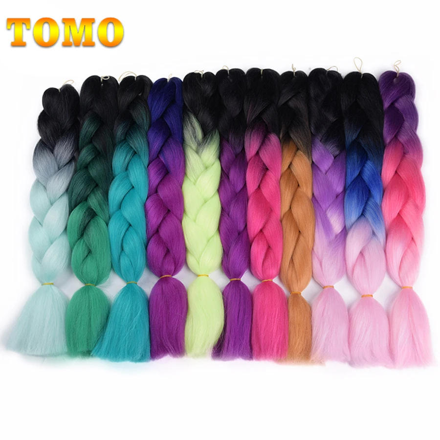 TOMO, 24 дюйма, длинные, Xpression, косички для наращивания, огромные, вязанные крючком косички, синтетические волосы, стиль 100 г/шт., чистый блонд, розовый, зеленый