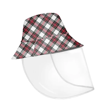 

Classic Red Plaid Pattern Bucket Hats for Women Men Fishing Hat Summer Sunscreen Fisherman Cap Removable Cover Hip Hop Style