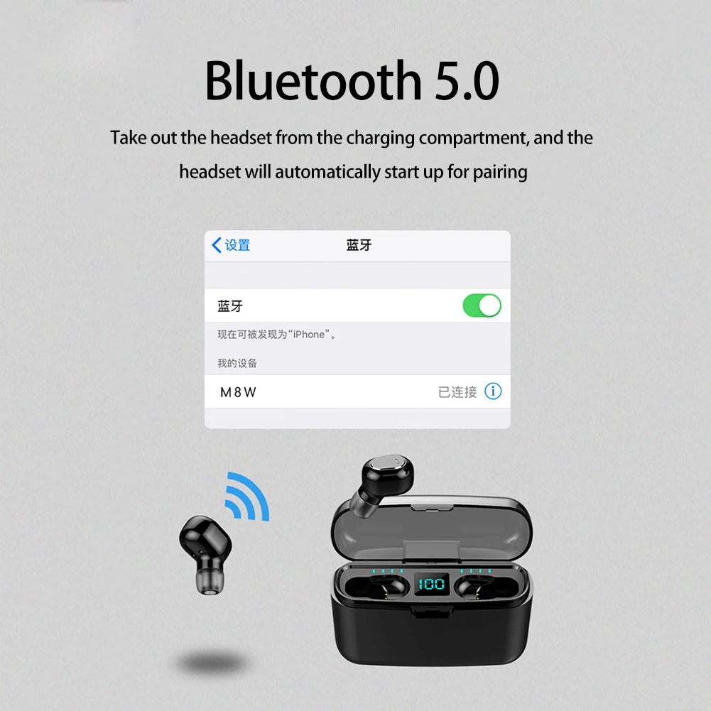 M8W Портативный цифровой дисплей TWS HD вызов наушник Bluetooth 5,0 беспроводные наушники-вкладыши спортивные наушники Поддержка iOS/Android телефоны