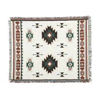 

National Wind Retro Pattern Indian Beach Multi-functional Knit Blanket Cotton Woven Couch Wall Decor Sofa，