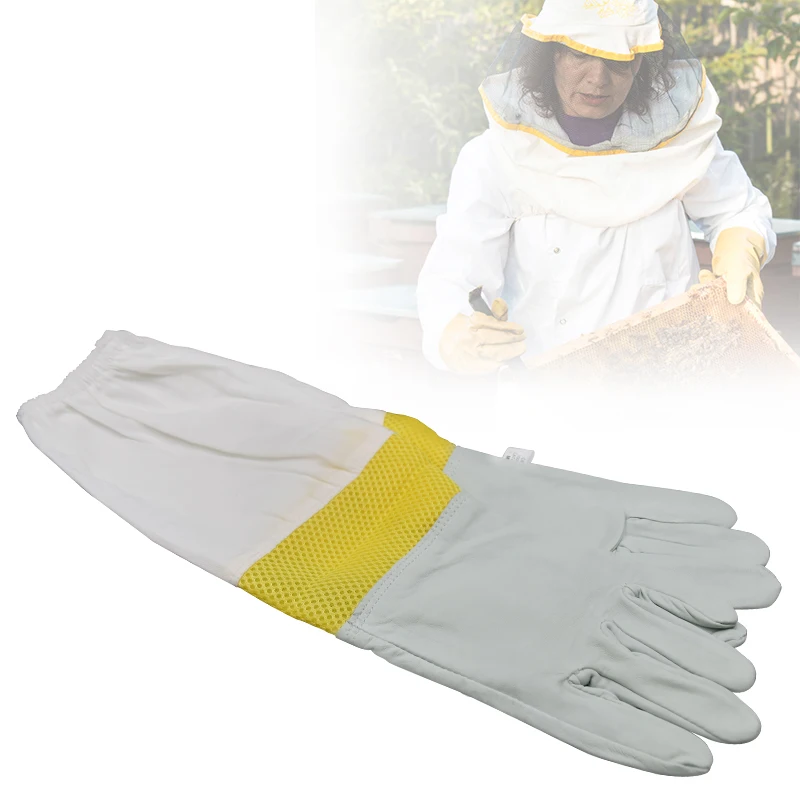 Перчатки для пчеловодства защитные рукава белая овчина и ткань для Пчеловодства Перчатки для пчеловодства