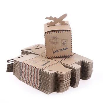 

50PCS Airplane Gift Box Candy Box Kraft Paper Travel Theme Wedding Decoration Baby Shower Souvenirs Party Favors