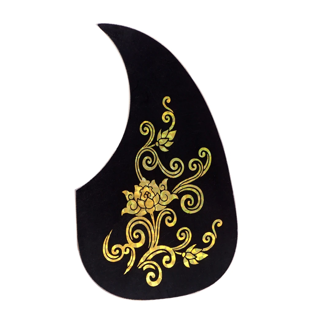 

Durable Acoutic Guitar Golden Flower Pickguards Anti-scratch Plate Plastic 181x95mm
