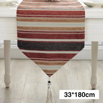 

Dinning Room Easy Clean Table Runner Kitchen Colorful Stripes Dustproof With Tassels Banquet Wedding Party Polyester Home Decor
