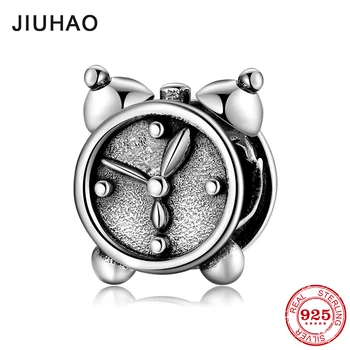 

New Retro pointer alarm clock 925 Sterling Silver Beads Fit Original JIUHAO Charm Bracelets Fine Jewelry making