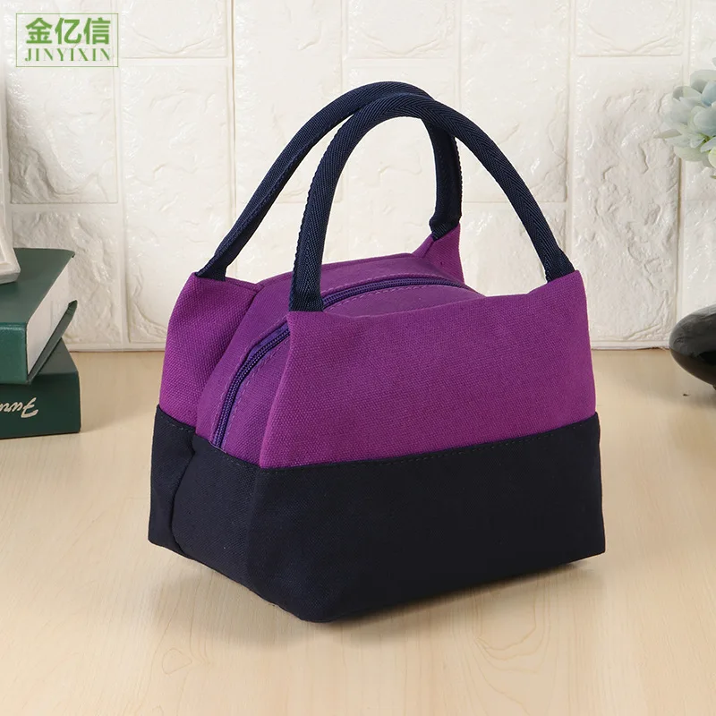 

Fashion Casual WOMEN'S Bag Canvas Handbag Cute Bento Box Bag Contrast Color Lunch Box Bag New Style Diaper Bag