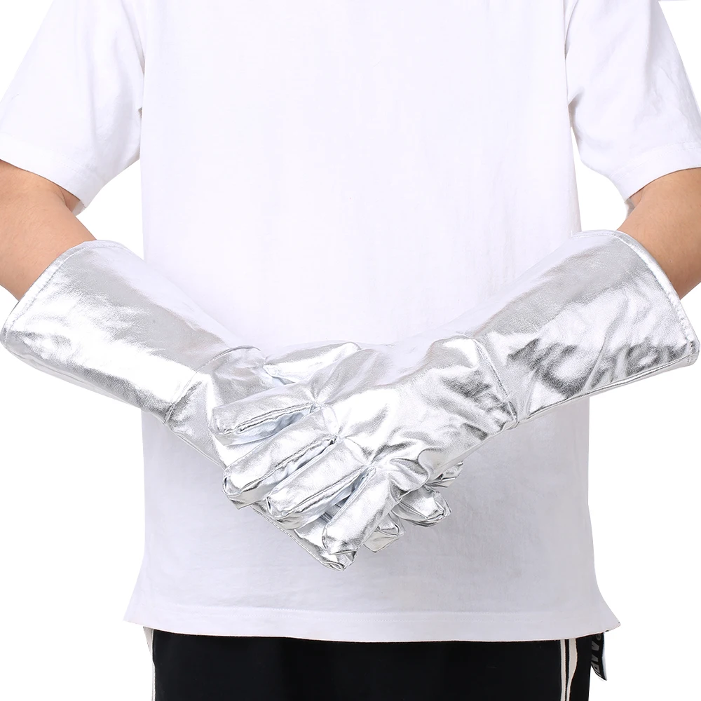 700 градусов Цельсия алюминированные термостойкие перчатки из алюминиевой фольги противопожарные анти-обжигающие высокотемпературные безопасные рабочие перчатки