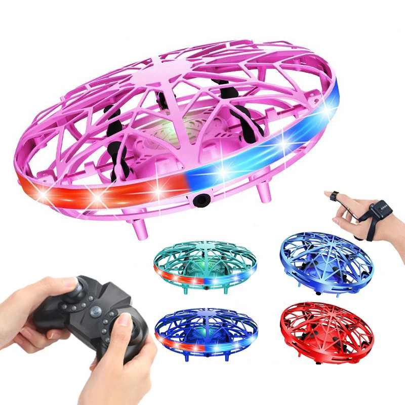 Mini helicóptero RC UFO para niños, Dron de control remoto con sensor de mano, Quadcopter RC eléctrico de inducción, juguetes para niños, regalo