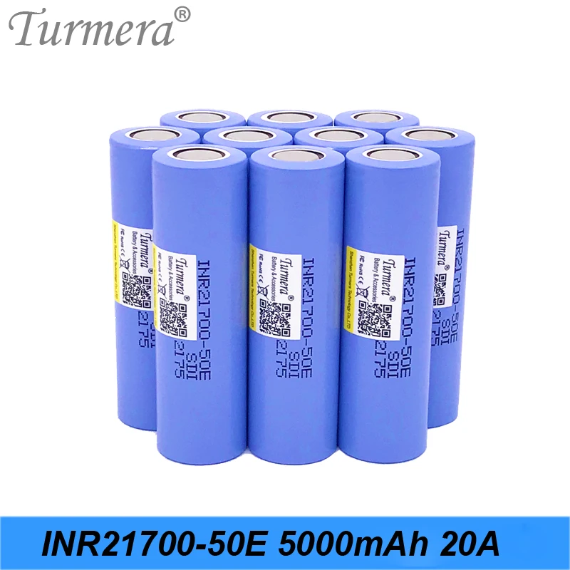 Аккумулятор Turmera 21700 5000 мА · ч INR21700-50E А разрядный ток для фонарика 36 В 48 мод