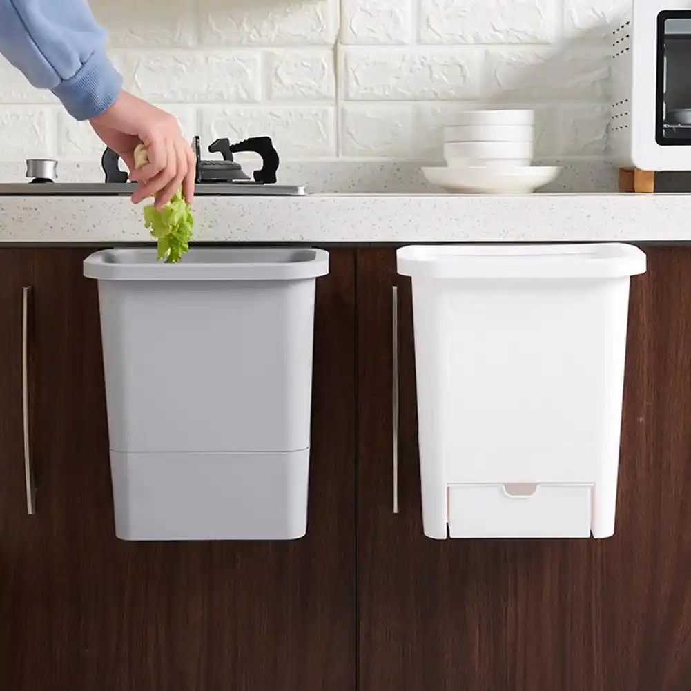 Home Kitchen Trash Cans Blue Hanging Trash Can Large Plastic Mini