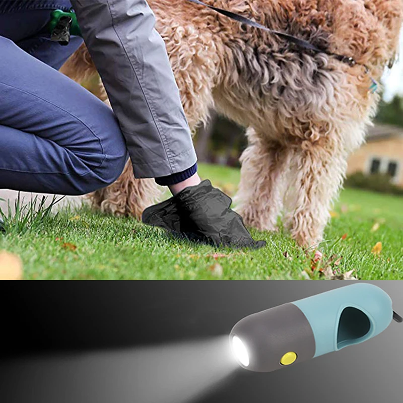 Разлагаемые пакеты для уборки домашних животных собак Диспенсер со светодиодный