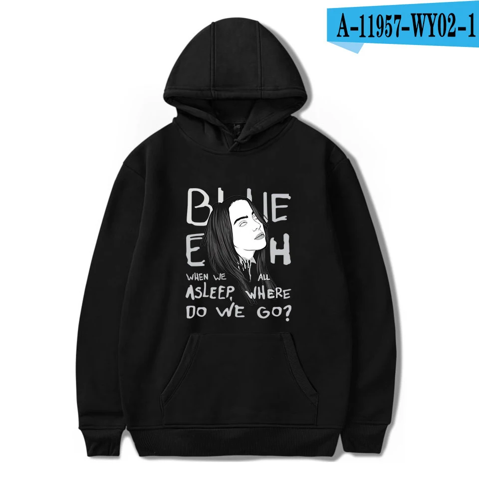 Новинка Billie Eilish толстовка женская мужская Поп толстовка модная куртка Осень Зима Мальчики удобный белый пуловер - Цвет: As picture