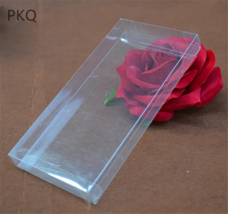 

50pcs Width 1-1.5cm Transparent PVC Plastic Gift Box Postcard Packaging Storage Box Wedding Clear Sweet Candy Case Box
