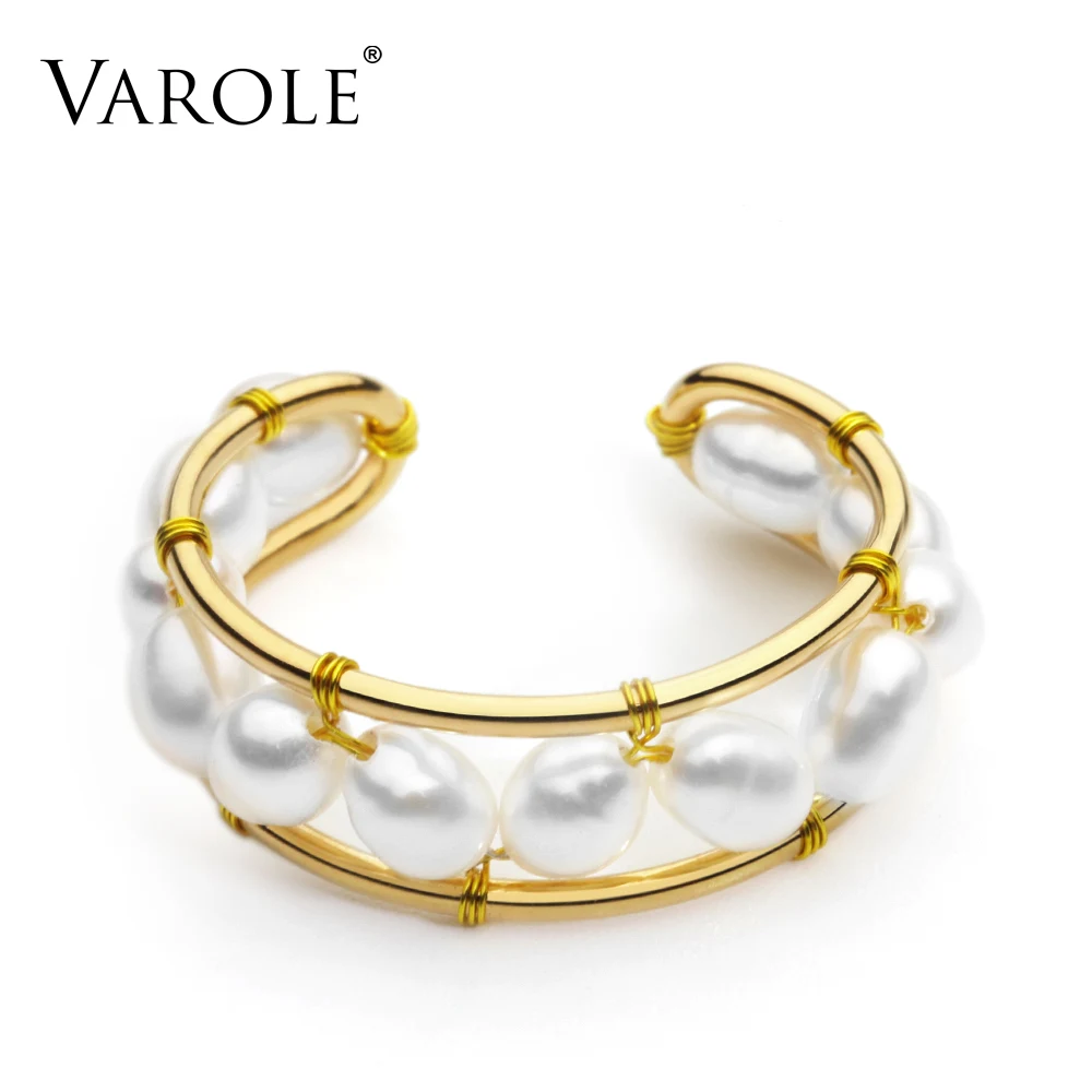Кольцо VAROLE ручной работы с натуральным жемчугом женское золотые аксессуары