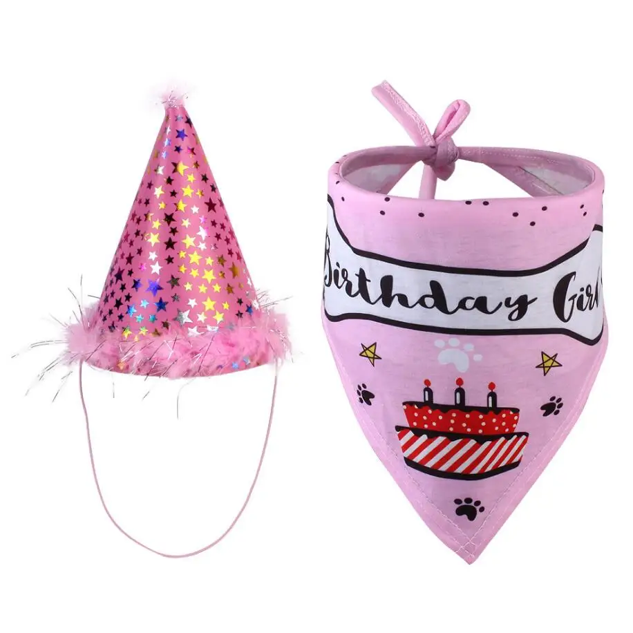 pink Вечерние шапки для собак, кошек, нагрудники собака, костюм на день рождения, дизайнерский головной убор, шапка, шарф с рождественским мотивом, шапка, шарф, аксессуары для домашних животных - Цвет: pink