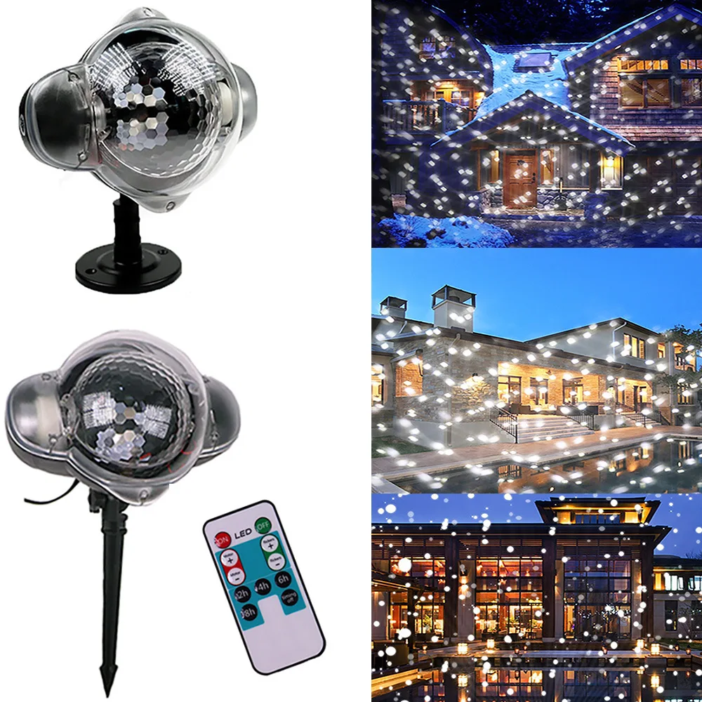 Snowfall Led Stage Lights Displays Projector Show Christmas Outdoor Indoor Rotating Snowflake Lamp Xmas Garden Landscape Decor (2)