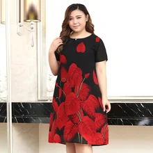 Летнее платье большого размера, шифоновое платье с принтом, цельное платье для женщин, Утягивающее живот, тибетское мясо по возрасту, толстая мм, 200 юбка для женщин