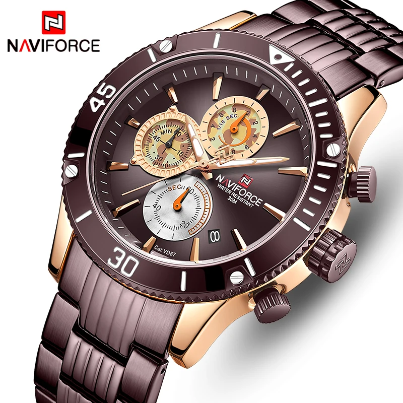

NAVIFORCE Men Watches Top Brand Luxury Steel Quartz Men Wrist Watch Sports Chronograph Clock Male Analog Relogio Masculino