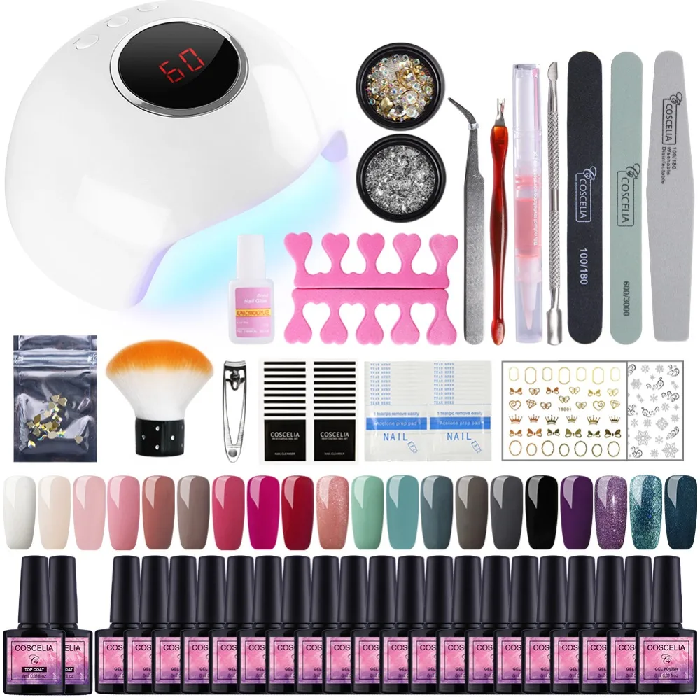 

Nail Set 24W UV LED Lamp For Manicure 20pcs Gel Nail Polish Set Kit Soak Off Gel Varnish For Nail Art Set Dryer Machine Tools