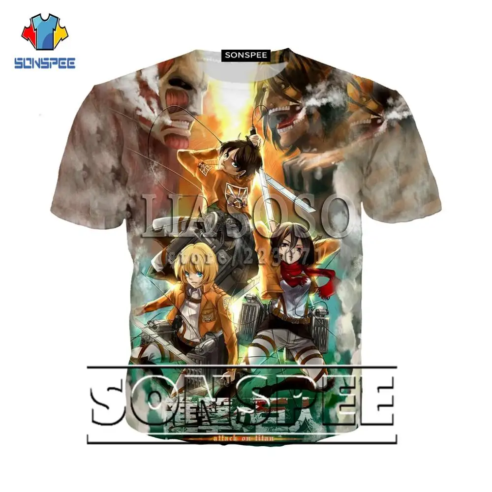 Футболка Мужская/Женская с 3D принтом из аниме атака на Титанов модель 2019