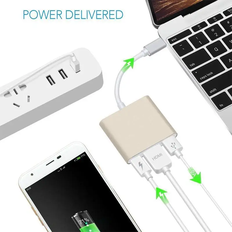 Концентратор USB Type C HDMI 4K адаптер USB-C конвертер с 3,0 USB и 3,1 зарядным портом HDMI адаптер для retina MacBook