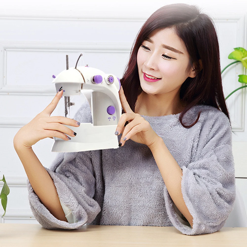 110V Portable Mini Hand Sewing Machine Household Electric Cordless Stitch Sewing Set for Quick Repairs DIY Clothes Stitchin