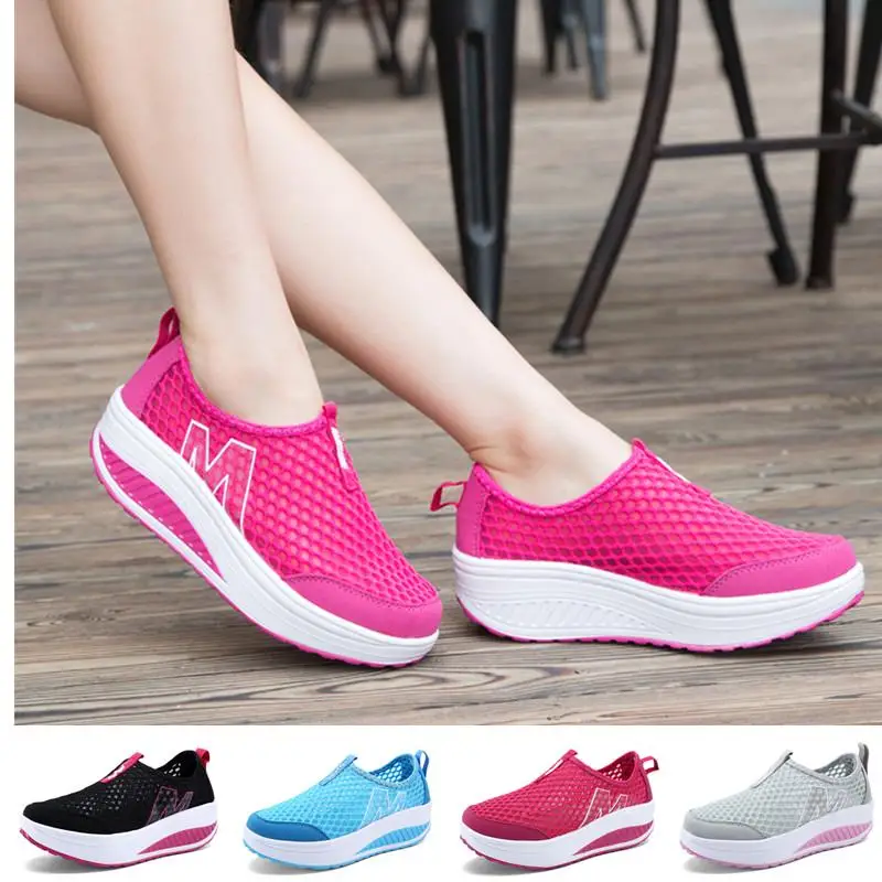 Platform-Sneakers Shake-Shoes Womens Casual Fashion Mesh Breathable Lady