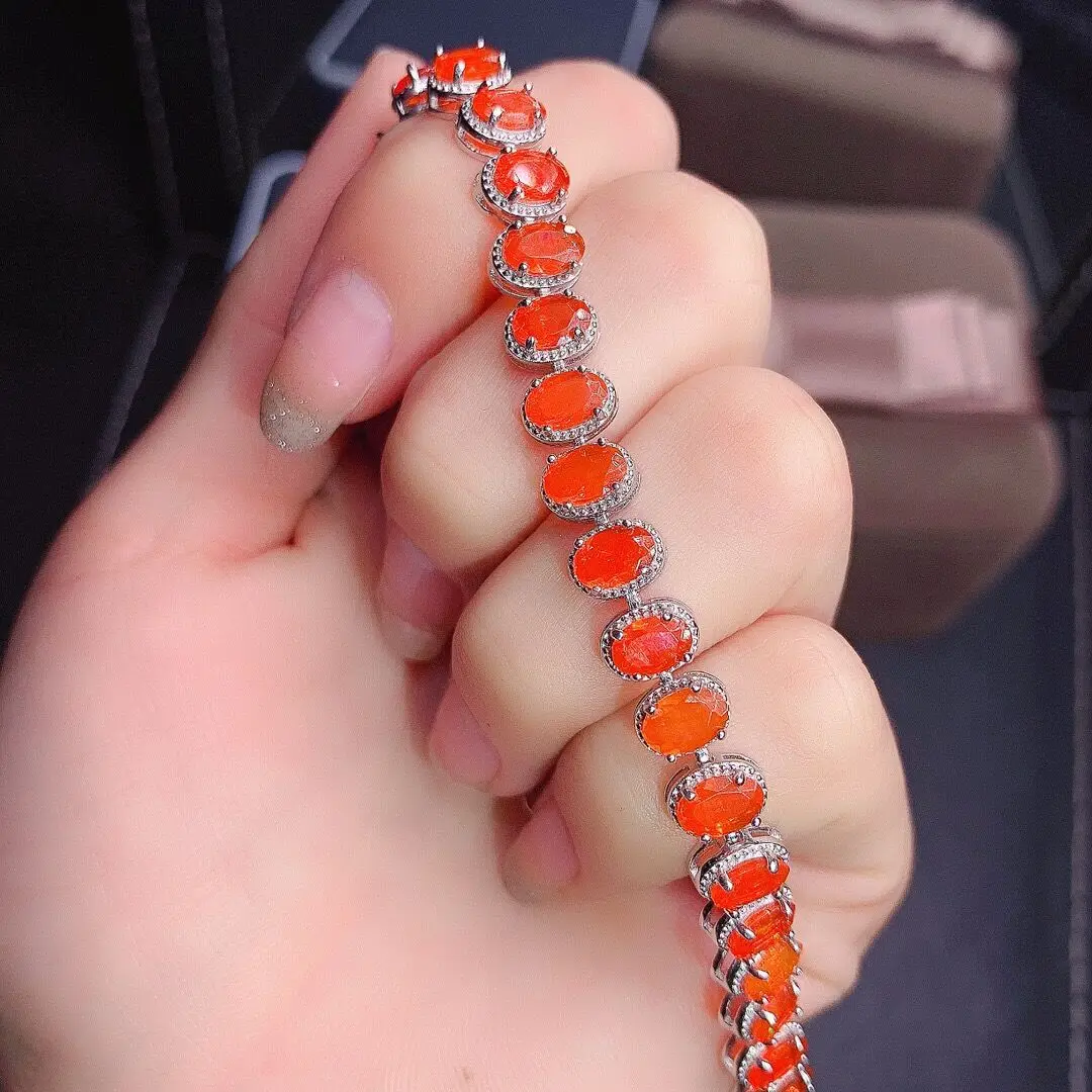 Gorgeous Color Jewelry New Arrival Fire Opal Bracelet Full Studded Bracelet High Fire Color Sunset Red For Women