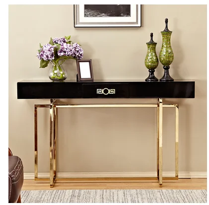 Post modern light luxury porch table stainless steel paint decoration cabinet living room bar table against wall narrow wi