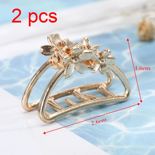 AWAYTR Rhinestone Metal Hair Claw Crab Clip For Women Girls Shiny Barrette Hairpin Crystal Pearl Hair Accessories Jewelry Gift 2 pcs mini-b