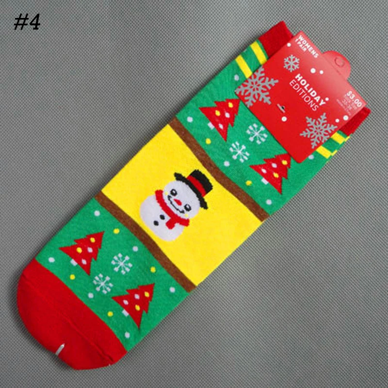 Новинка года; милые зимние женские носки; теплые рождественские Мягкие хлопковые носки с милым рисунком Санта-Клауса и оленя; новогодние короткие красные носки - Цвет: 4