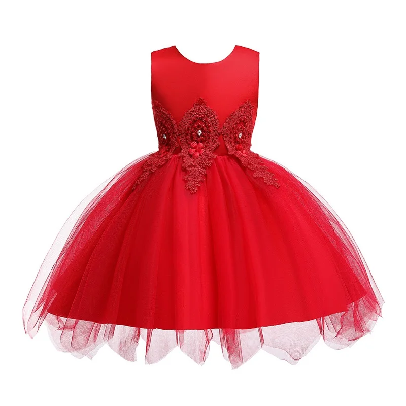BAOHULU/От 5 до 14 лет для девочек, торжественное платье без рукавов, шесть цветов, вечерние платья, Тюлевое длинное платье, элегантное роскошное платье Longue - Цвет: L093 Red