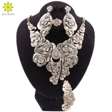 Классический набор ювелирных украшений для невесты Африка Дубай золото-цветной шарик мода женщины крупное колье серьги, браслет, кольцо наборы