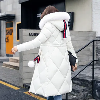 

Down Jacket Down Coat Winter Women Coat Hooded Long Warm Parkas Slim Fit Coat Thicken Office Lady Fur Collar Down Jacket