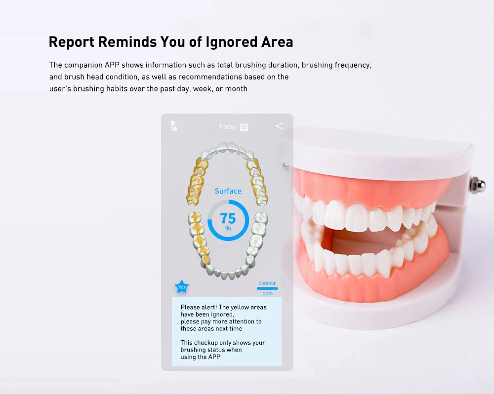 Электрическая зубная щетка перезаряжаемая Смарт Bluetooth подключение Водонепроницаемая беспроводная звуковая зубная щетка дезинфицирующее средство с 5 режимами щетки