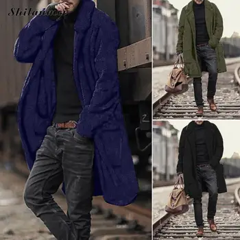 

Men's Faux Fur Coat Thick Warm Long Coats Plus Size Jackets Man Winter Long Windbreaker Outwear Men Streetwear Male Overcoat 4XL