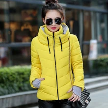 

Womens Parkas Thicken Outerwear solid hooded Coats Zipper Female Slim Cotton padded basic tops 2021 Winter Jacket women Short
