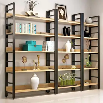 

Simple Steel And Wood Bookshelf Simple Shelf Living Room Bookcase Combination Storage Shelf Floor Storage Shelf Iron Art Customi