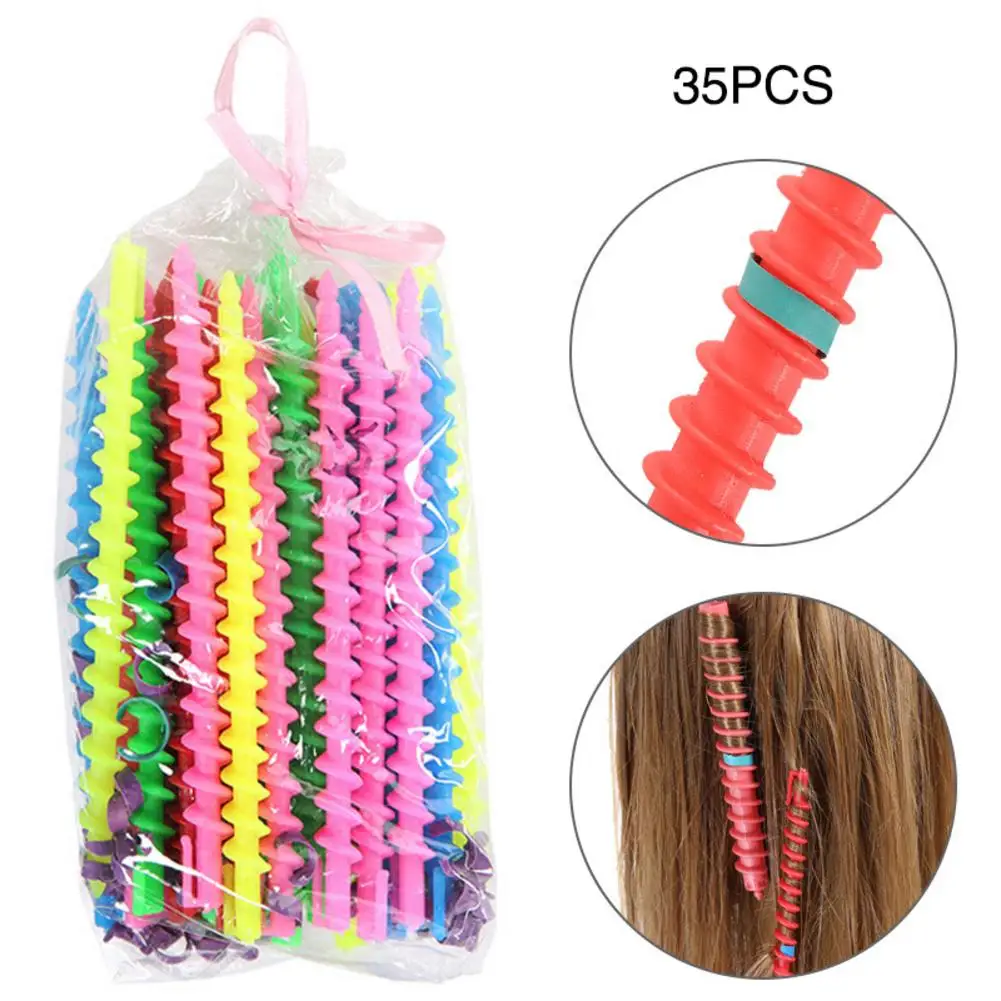 35 шт. пластиковые спиральные волосы для завивки волос спиральные стержни парикмахерские ролики парикмахерские инструменты для женщин девочек случайные цвета
