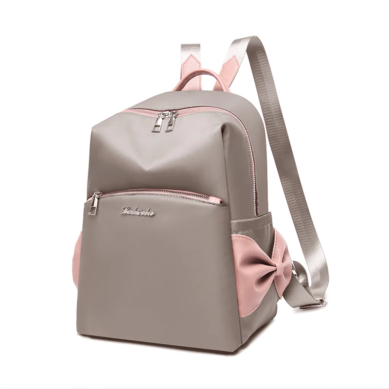 

Fashion large capacity ladies backpack girl bag bow decoration bag female high quality nylon backpack 2019 new black