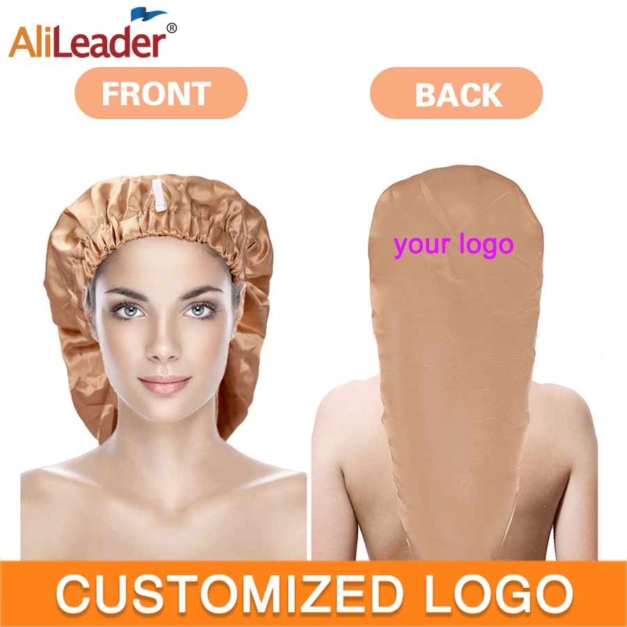 Long Satin Bonnet Sleep Cap Adjustable Buckle Hair Care Head Cover Bonnet Soft Elastic Satin Night Sleep Cap For Women Silk Cap 4
