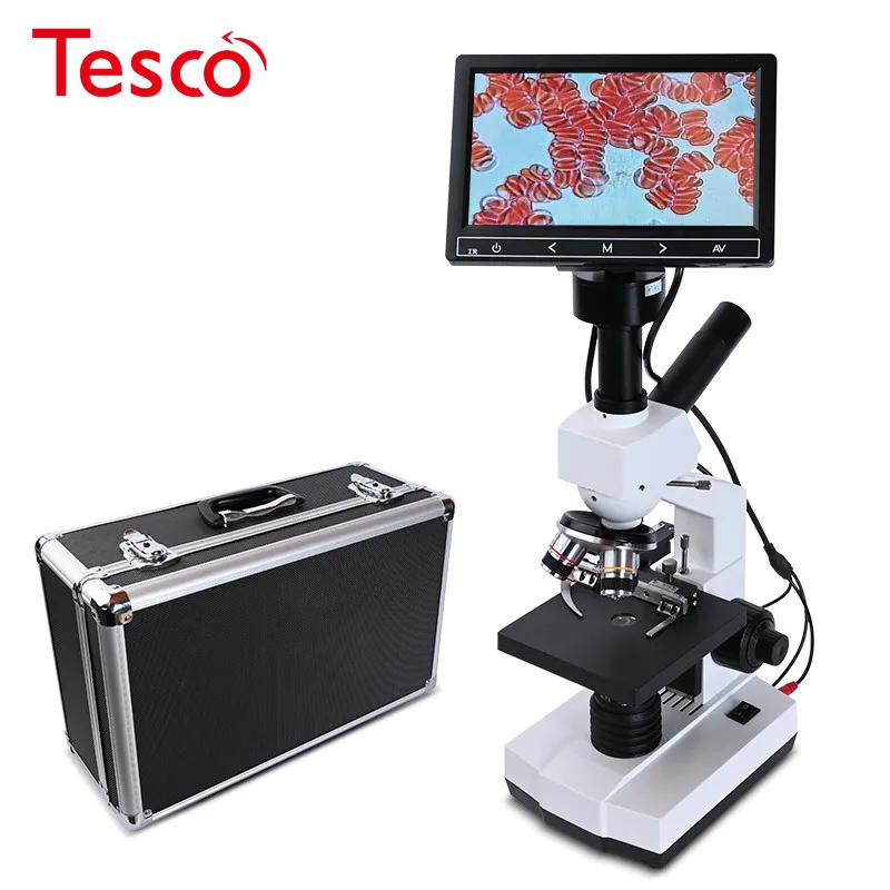 

Professional blood cells 5MP HD Digital Binocular biological Lab Microscope USB led +7-inch LCD + electronic eyepiece +Metal box