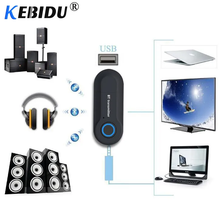 Kebidu Bluetooth передатчик 3,5 мм адаптер с аудиоразъемом беспроводной Bluetooth 4,0 стерео аудио передатчик адаптер для наушников ТВ