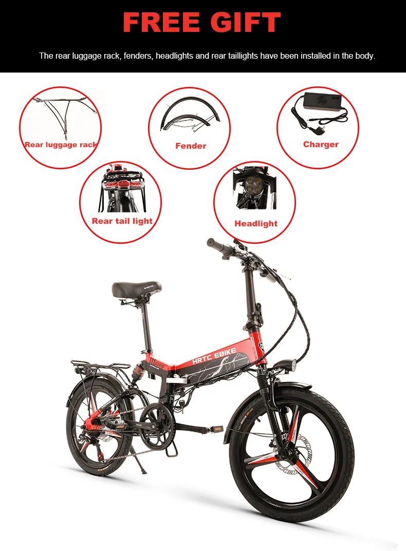 Top 20inch electric bicycle 48V Lightweight folding ebike 35km/h smart bike Aluminum alloy folding electric travel commuter bicycle 12