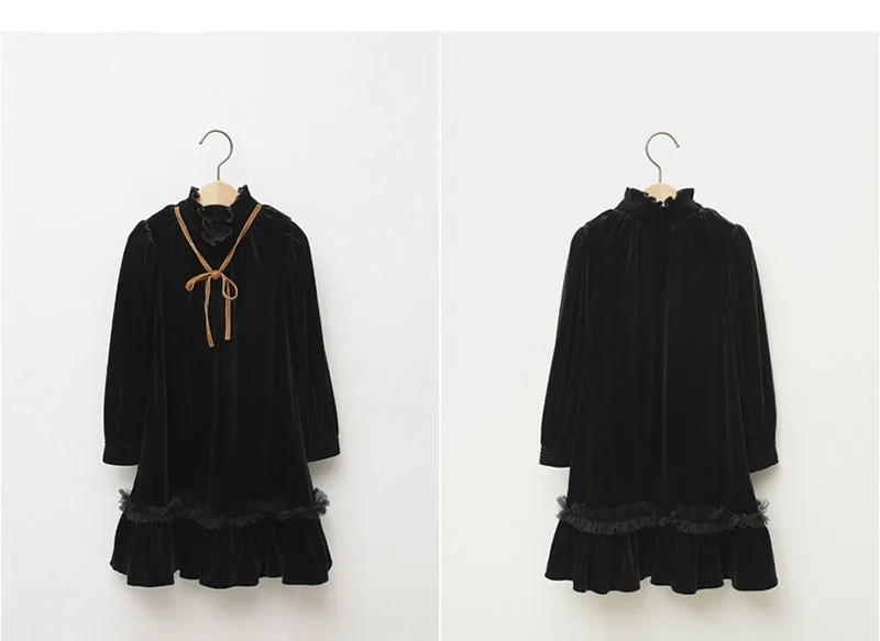 Fleece Big Girl Autumn Winter Dress Teens Kids New Arrival 2019 Dresses Black Children Ruffles Dress Patchwork Christmas Clothes (1)