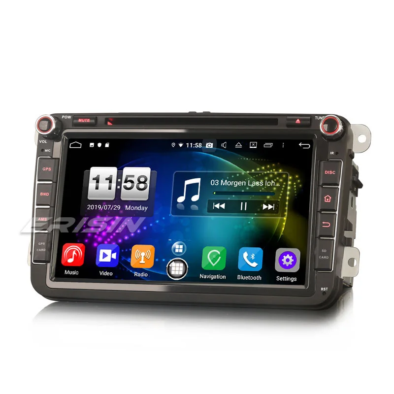 Top Erisin ES7715V 7 inch Android 9.0 Octa Core 4GB RAM Car DVD Radio BT for Passat Golf Tiguan Eos Seat Skoda 2