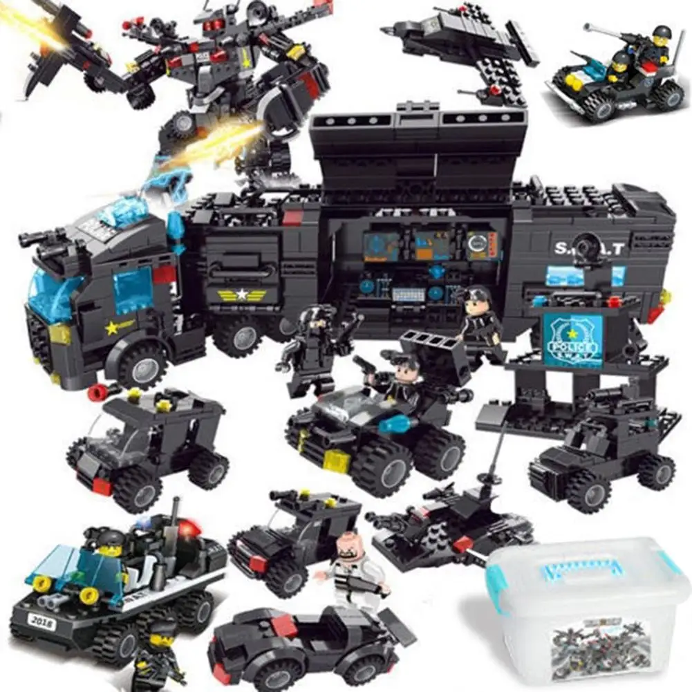 

New Children's Assembled Puzzle City Special Police Military Aircraft Carrier Compatible With Legoing Building Blocks Toys