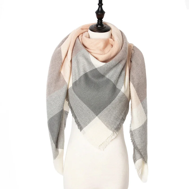 Дизайнер зимний шарф женский кашемировый шарфы платок качество хорошее теплый шерсть шарфы женские,модные плед шарфы платки палантины,большой шарф в форме треугольника 140*140*210CM - Цвет: Color 1